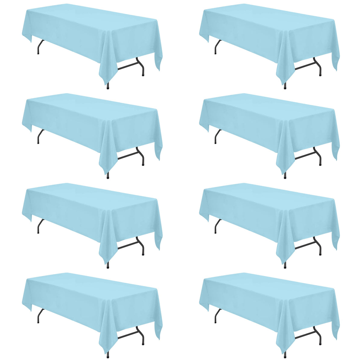 BRILLMAX 6 Pack Ivory Tablecloths 90x132 Inch for 6ft Rectangle Tables | 150 GSM Polyester Fabric, Floor Length Drop, Water, Stain & Wrinkle Resistant Cloth Cover for Wedding Reception Banquet Party