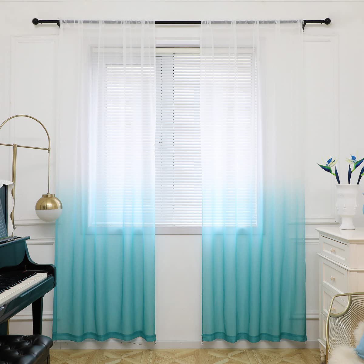PHILEASY Window Sheer Curtains 84 Inches Long 2 Panels White Sheer Curtain Clear Transparent Basic Rod Pocket Panel 15 Colors 10 Size for Bedroom Living Room Yard Kitchen