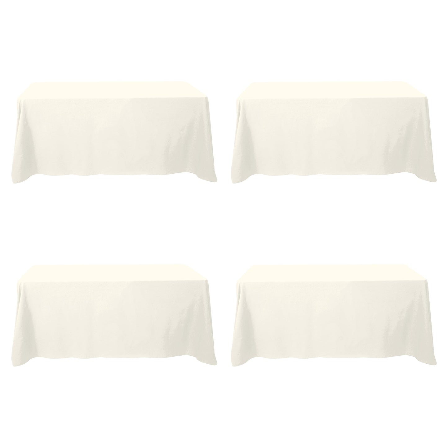 BRILLMAX 6 Pack Ivory Tablecloths 90x132 Inch for 6ft Rectangle Tables | 150 GSM Polyester Fabric, Floor Length Drop, Water, Stain & Wrinkle Resistant Cloth Cover for Wedding Reception Banquet Party