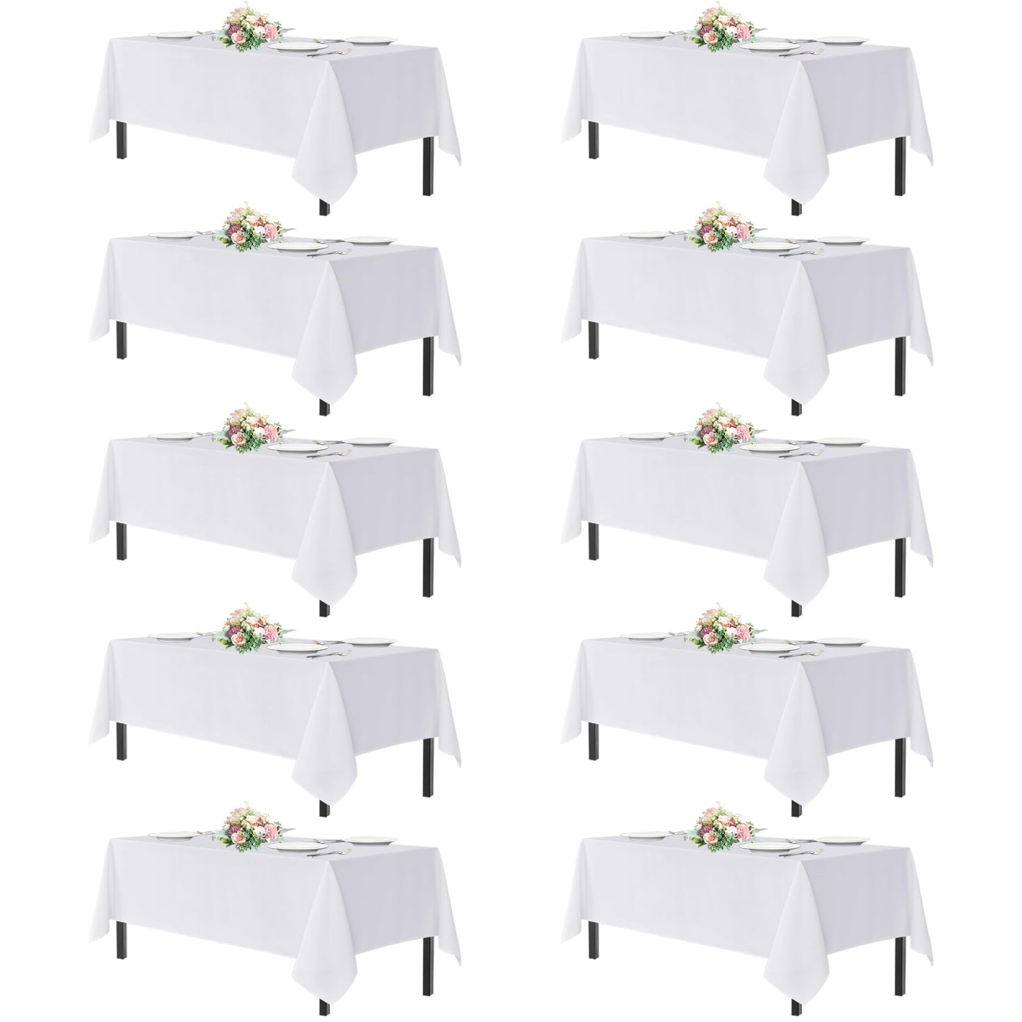 sancua 2 Pack White Table Cloth 60x102 Inch for 6 Feet Rectangle Tables | Stain and Wrinkle Resistant Washable Polyester Tablecloth Cover for Dining Tables, Wedding Buffet Parties and Camping