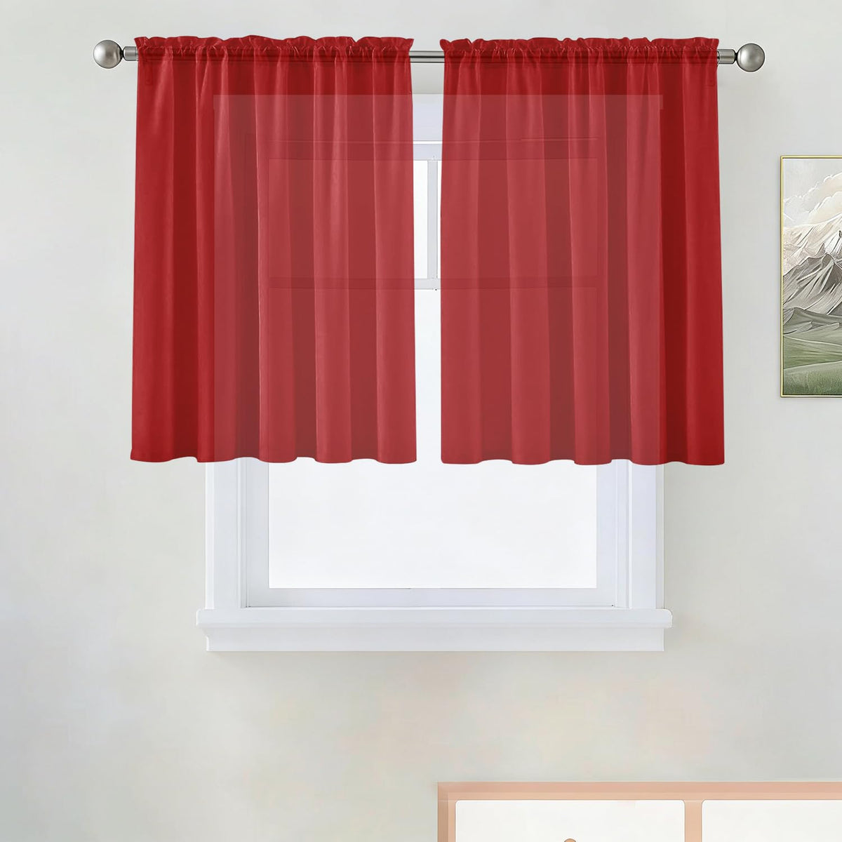 SpaceDresser Basic Rod Pocket Sheer Voile Window Curtain Panels White 1 Pair 2 Panels 52 Width 84 Inch Long for Kitchen Bedroom Children Living Room Yard(White,52 W x 84 L)