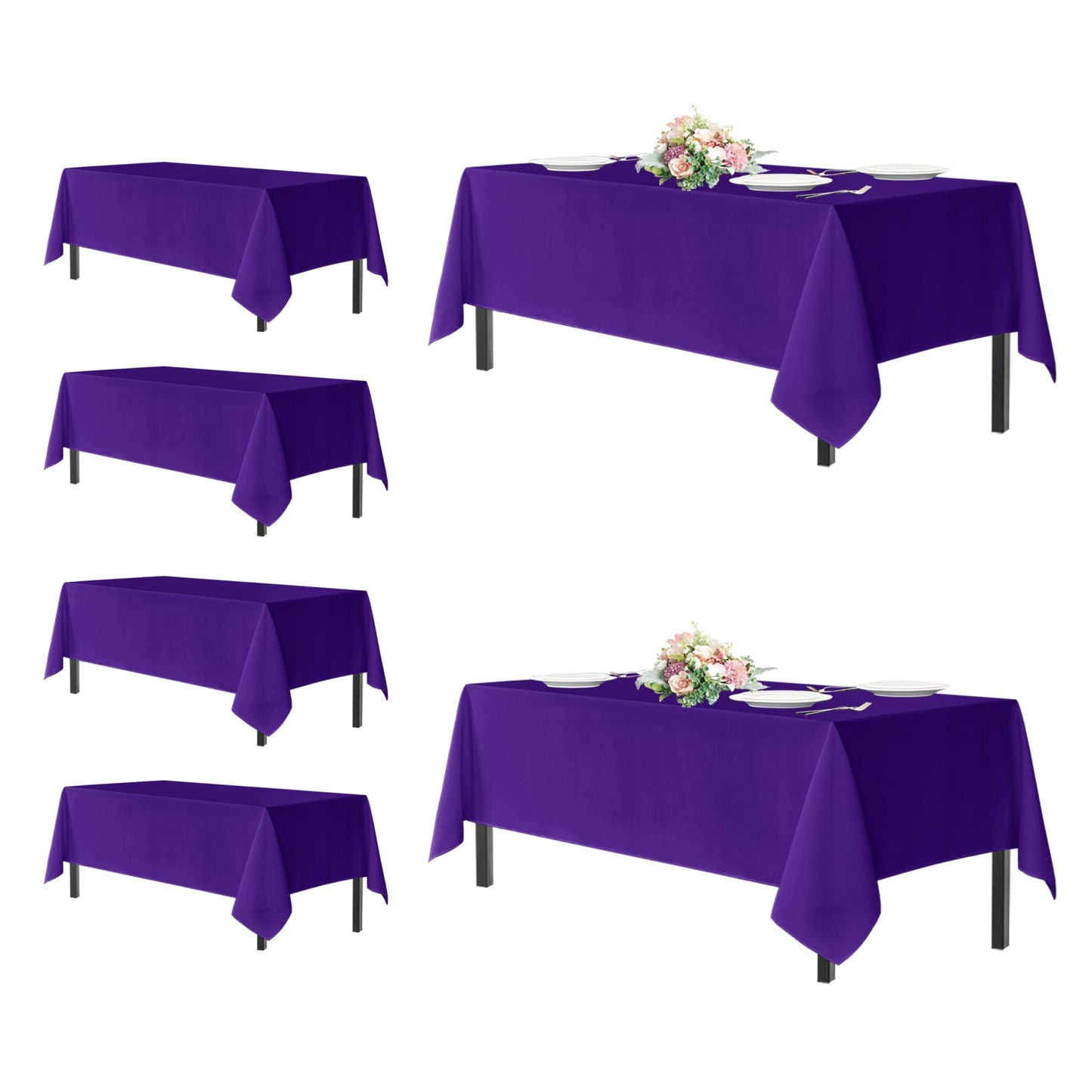 sancua 2 Pack White Table Cloth 60x102 Inch for 6 Feet Rectangle Tables | Stain and Wrinkle Resistant Washable Polyester Tablecloth Cover for Dining Tables, Wedding Buffet Parties and Camping