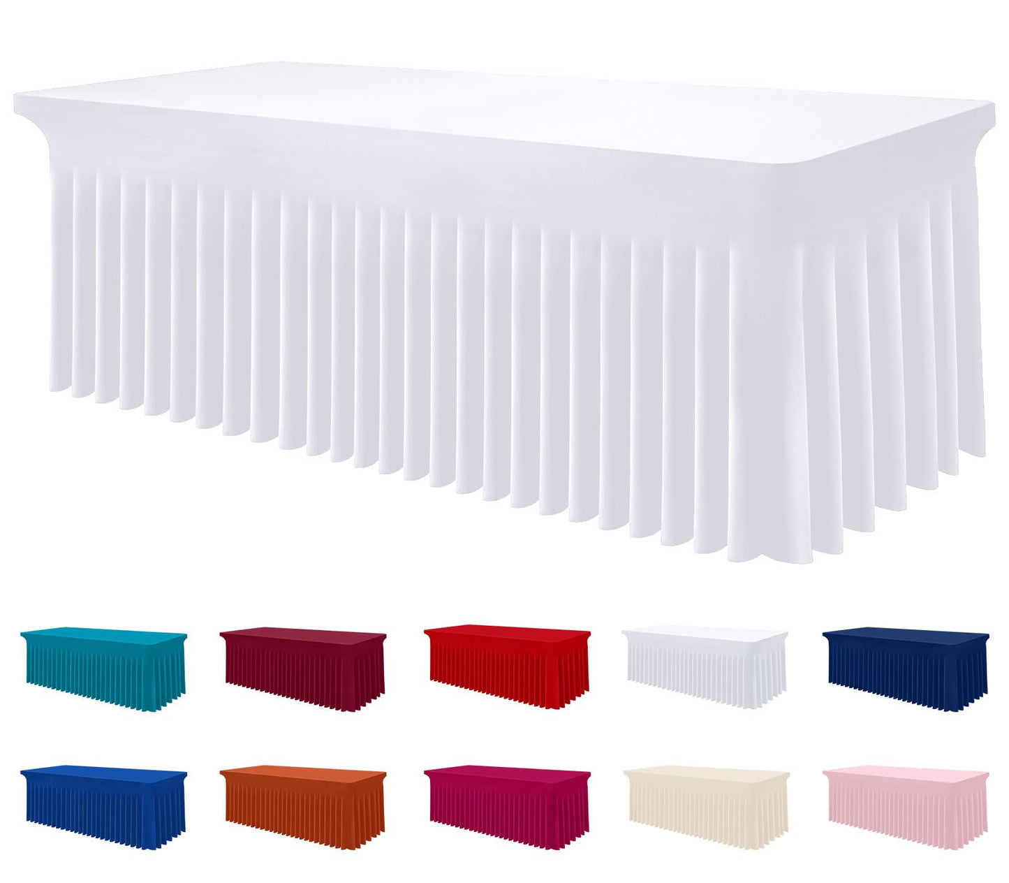Smiry Spandex Elastic Fitted Table Cloth Skirt for 6FT Rectangle Table | Stretch Washable Table Cloth, Banquet Table Cover for Wedding, Party, Indoor & Trade Shows, (Black, 72Lx30Wx30H)