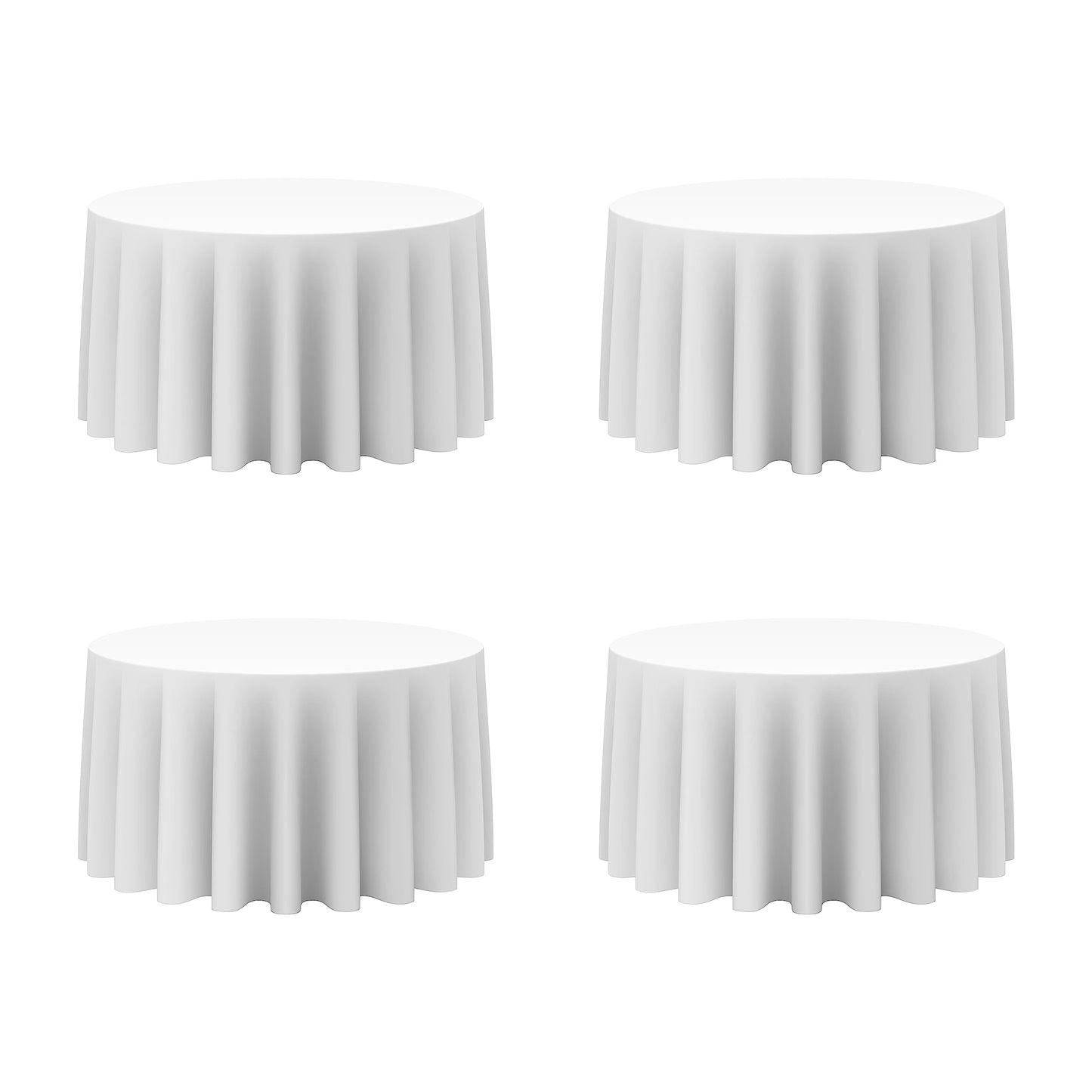 BRILLMAX 4 Pack Ivory Round Tablecloths 108 Inch for 48" Tables | 150 GSM Polyester Fabric, Floor Length Drop, Water, Stain & Wrinkle Resistant Cloth Cover for Wedding Reception Banquet Party