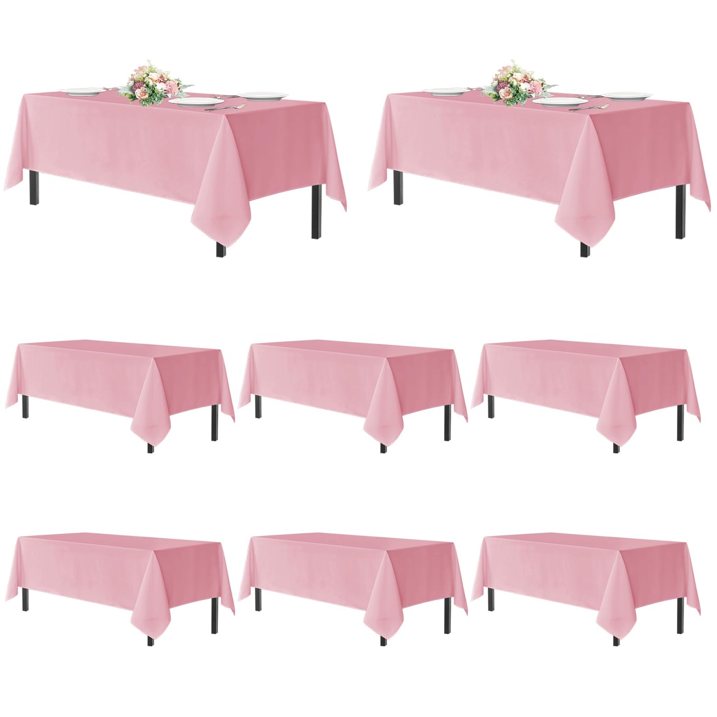 sancua 2 Pack White Table Cloth 60x102 Inch for 6 Feet Rectangle Tables | Stain and Wrinkle Resistant Washable Polyester Tablecloth Cover for Dining Tables, Wedding Buffet Parties and Camping