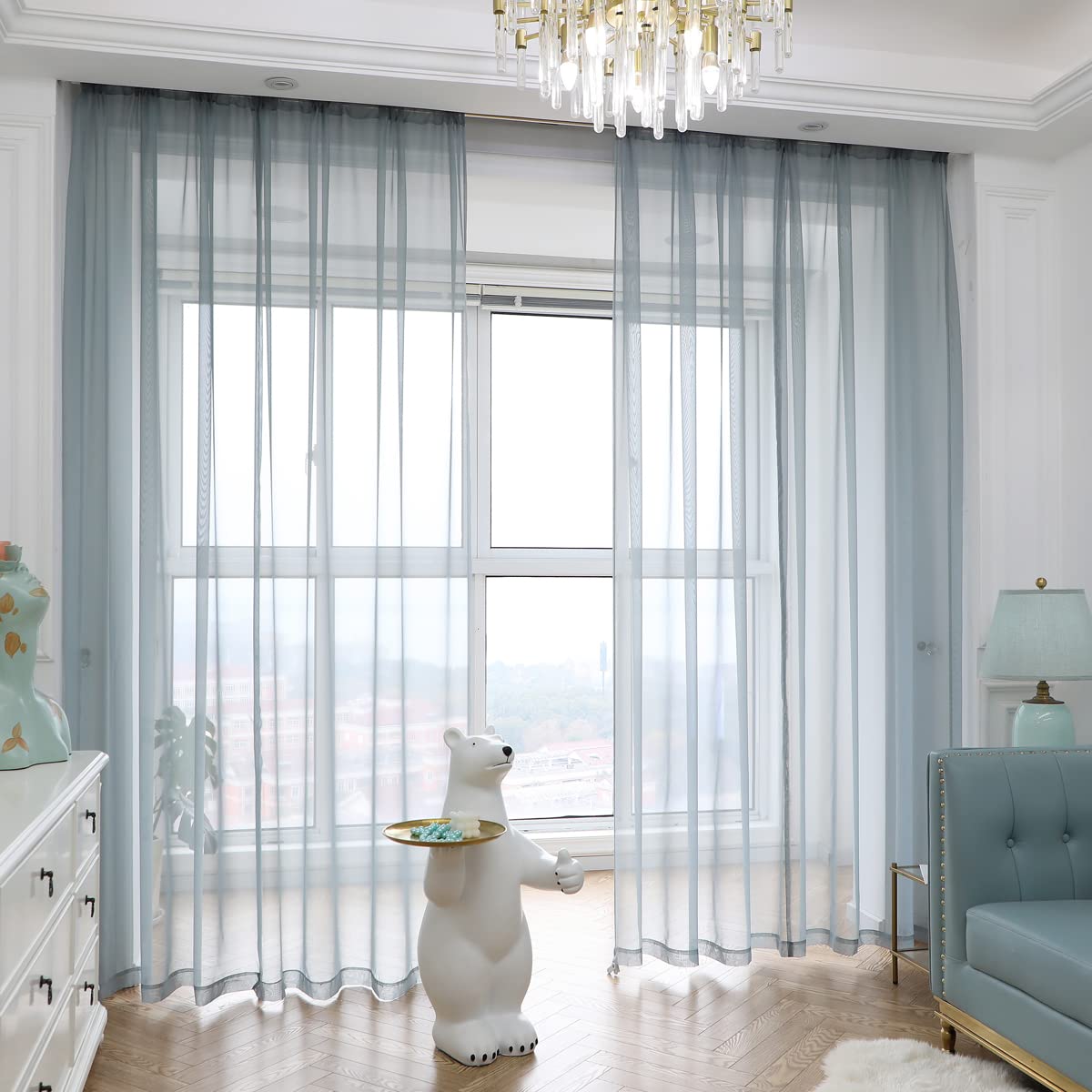 PHILEASY Window Sheer Curtains 84 Inches Long 2 Panels White Sheer Curtain Clear Transparent Basic Rod Pocket Panel 15 Colors 10 Size for Bedroom Living Room Yard Kitchen