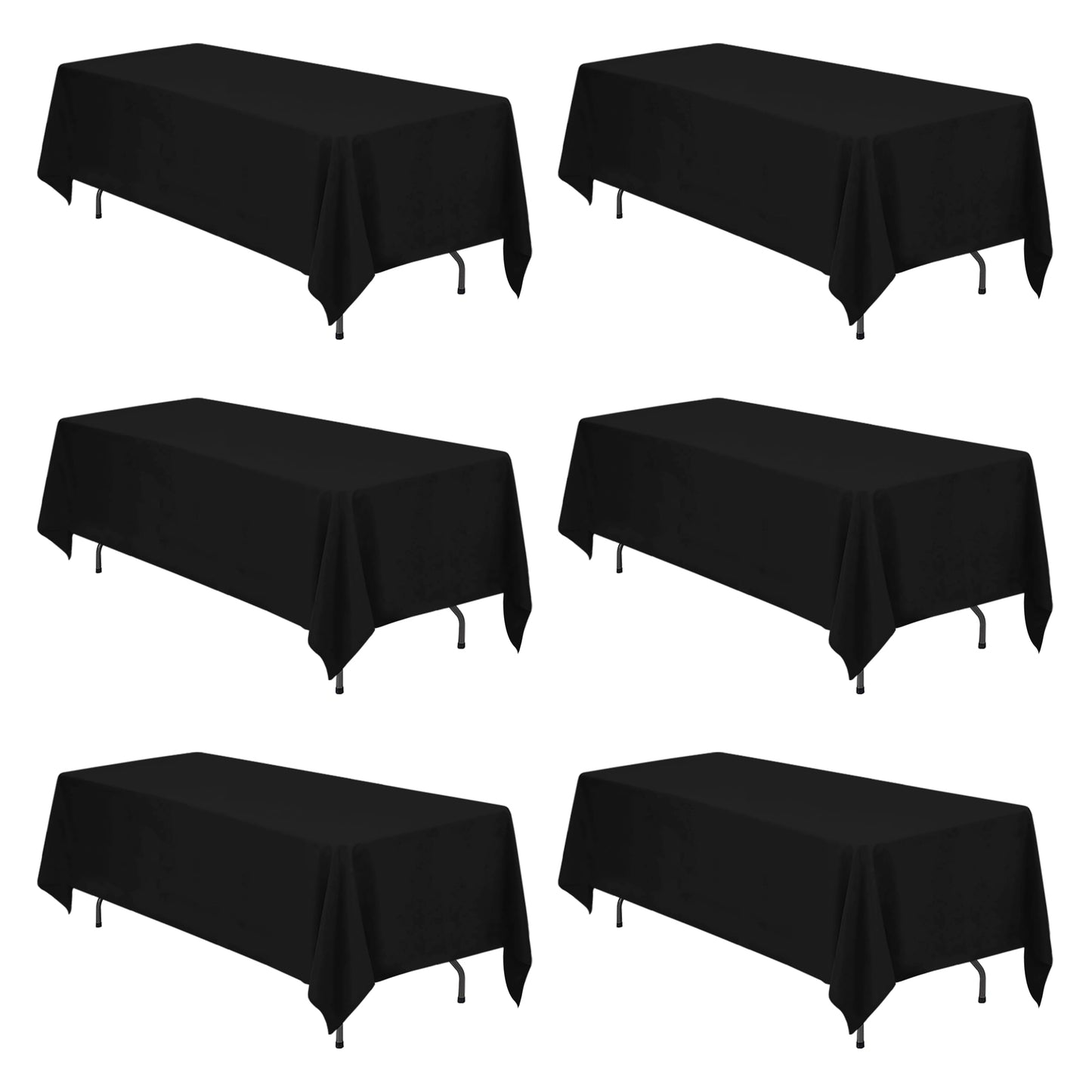 BRILLMAX 6 Pack Ivory Tablecloths 90x132 Inch for 6ft Rectangle Tables | 150 GSM Polyester Fabric, Floor Length Drop, Water, Stain & Wrinkle Resistant Cloth Cover for Wedding Reception Banquet Party