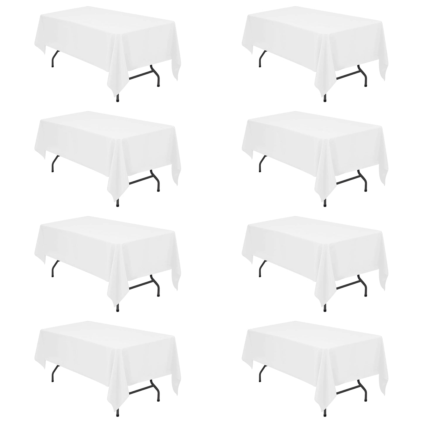 BRILLMAX 6 Pack Ivory Tablecloths 90x132 Inch for 6ft Rectangle Tables | 150 GSM Polyester Fabric, Floor Length Drop, Water, Stain & Wrinkle Resistant Cloth Cover for Wedding Reception Banquet Party