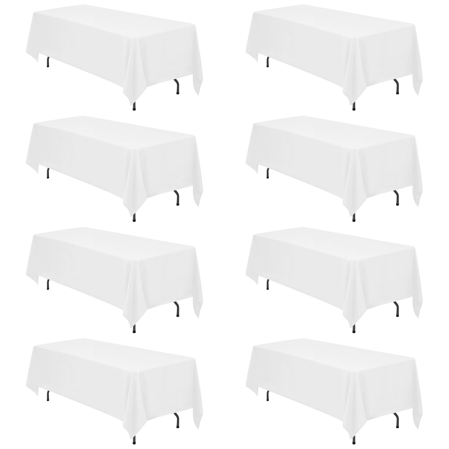 BRILLMAX 6 Pack Ivory Tablecloths 90x132 Inch for 6ft Rectangle Tables | 150 GSM Polyester Fabric, Floor Length Drop, Water, Stain & Wrinkle Resistant Cloth Cover for Wedding Reception Banquet Party
