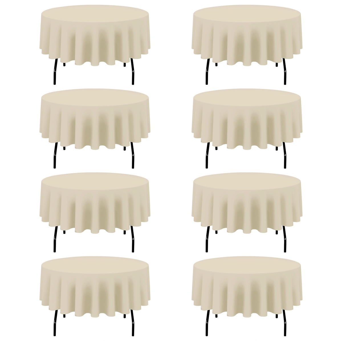 BRILLMAX 4 Pack Ivory Round Tablecloths 108 Inch for 48" Tables | 150 GSM Polyester Fabric, Floor Length Drop, Water, Stain & Wrinkle Resistant Cloth Cover for Wedding Reception Banquet Party