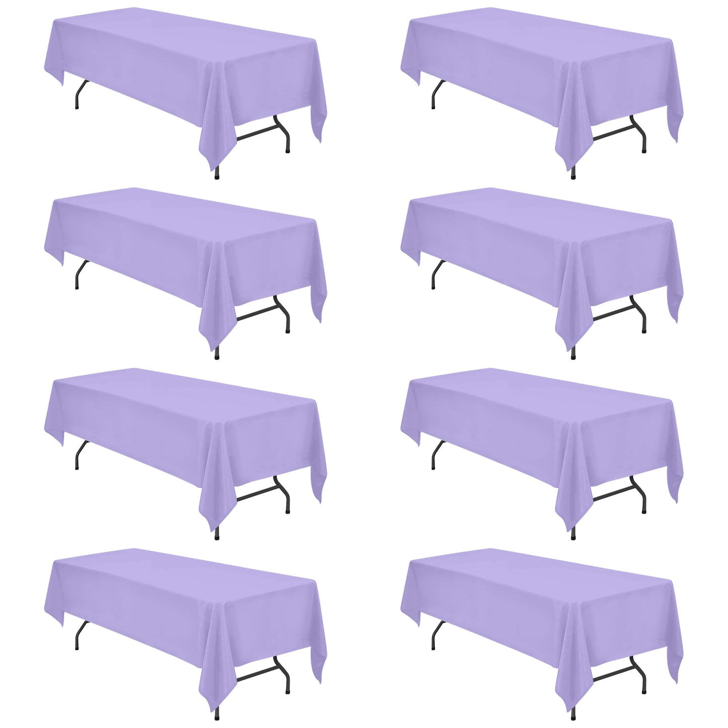 BRILLMAX 6 Pack Ivory Tablecloths 90x132 Inch for 6ft Rectangle Tables | 150 GSM Polyester Fabric, Floor Length Drop, Water, Stain & Wrinkle Resistant Cloth Cover for Wedding Reception Banquet Party