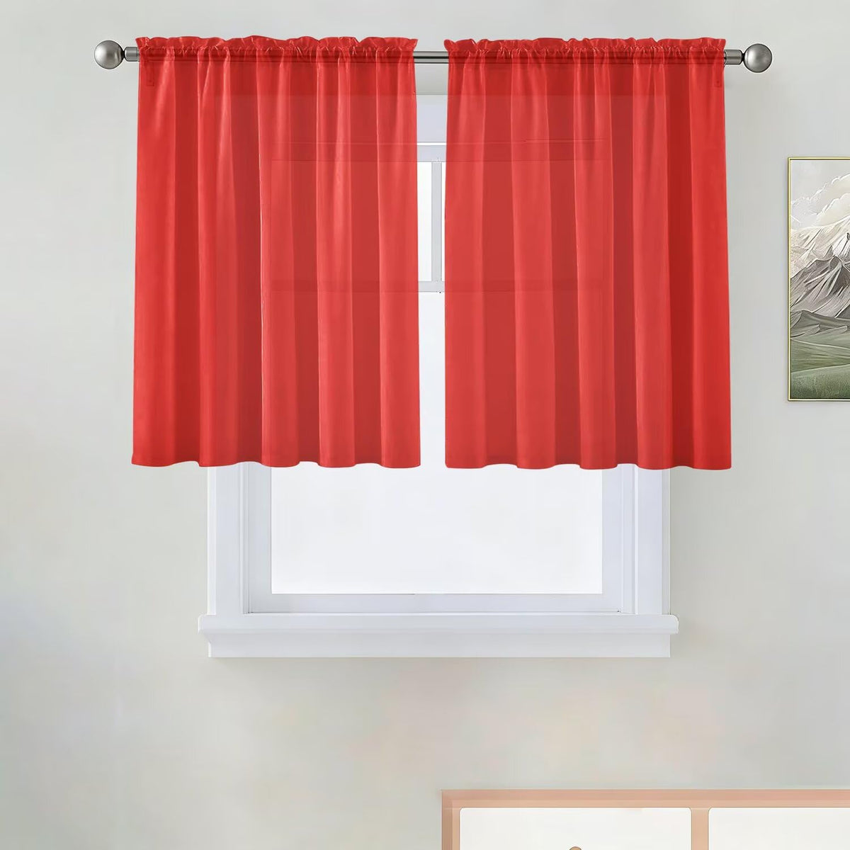 SpaceDresser Basic Rod Pocket Sheer Voile Window Curtain Panels White 1 Pair 2 Panels 52 Width 84 Inch Long for Kitchen Bedroom Children Living Room Yard(White,52 W x 84 L)