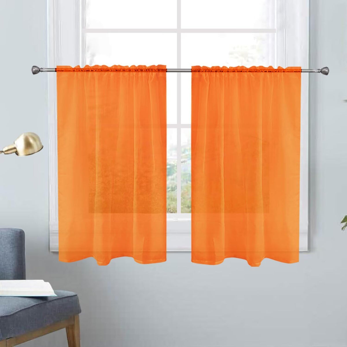 SpaceDresser Basic Rod Pocket Sheer Voile Window Curtain Panels White 1 Pair 2 Panels 52 Width 84 Inch Long for Kitchen Bedroom Children Living Room Yard(White,52 W x 84 L)