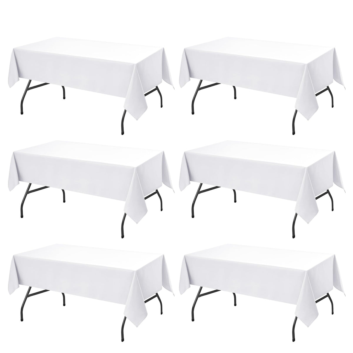 10-Pack White Tablecloths for Rectangle Tables, 60 x 102 Inches | Stain-Resistant Polyester Fabric for 6 Foot Tables - Washable Table Covers for Weddings, Banquets, Birthday, Parties, Events