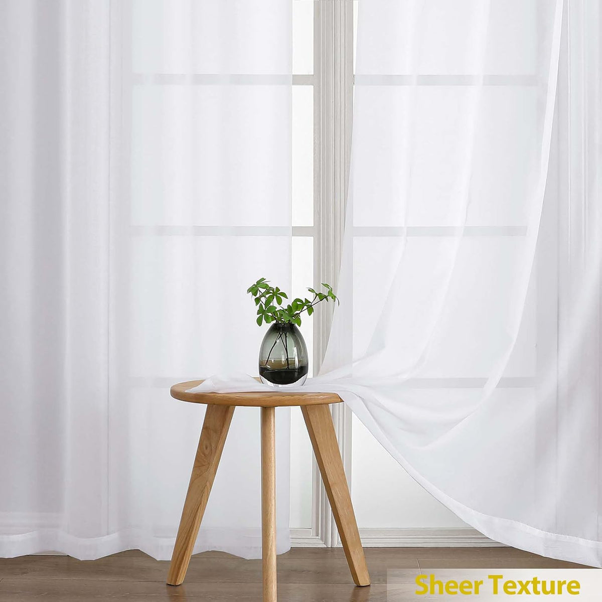 LIVEKID White Sheer Curtains 84 Inches Long 2 Panels - Light Filtering Breathable Voile Textured Sheer Curtains for Bedroom/Living Room, Rod Pocket Soft Elagant & Airy Solid Drapes, W42 x L84