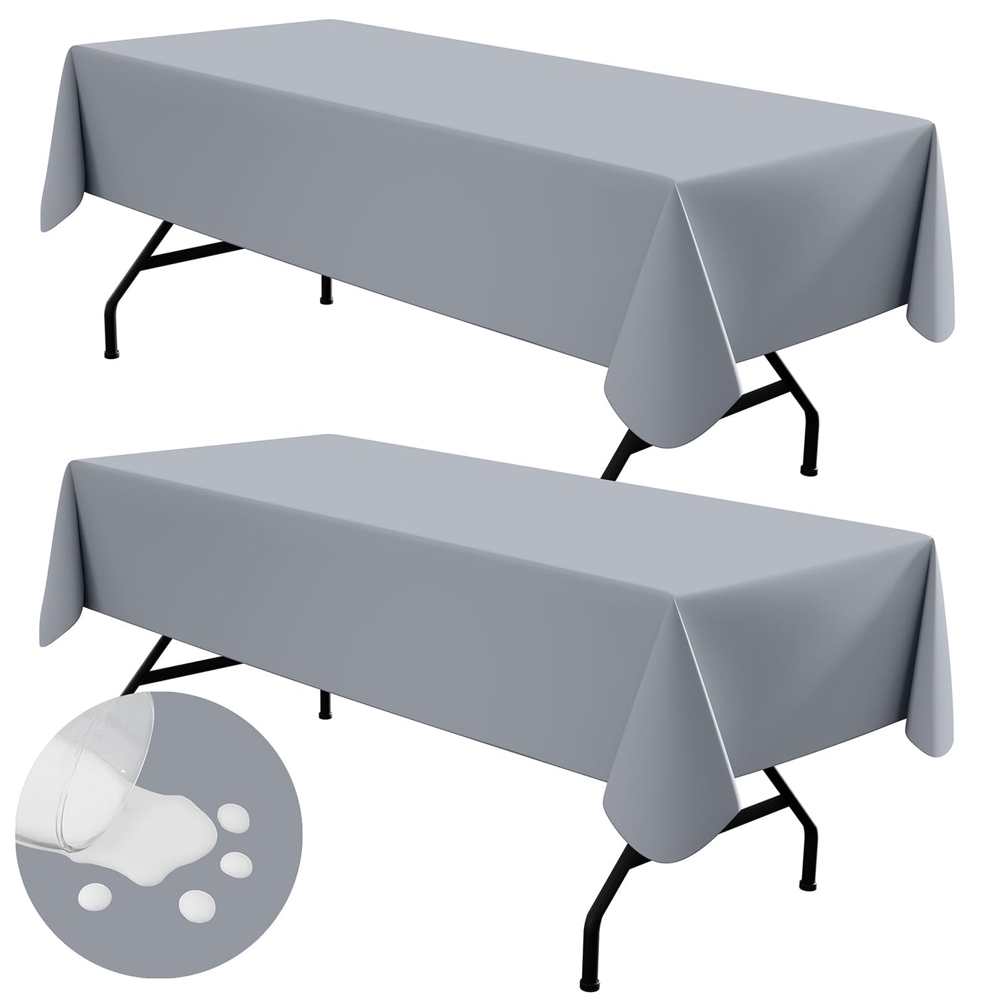 Round Navy Blue Vinyl Waterproof Tablecloth with Flannel Backed | Spillproof Wipe Clean Table Cloth, Plastic Flannel Backing for Dining, Buffet Parties Picnic Camping, 60"