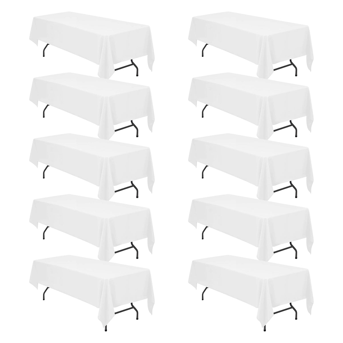 BRILLMAX 6 Pack Ivory Tablecloths 90x132 Inch for 6ft Rectangle Tables | 150 GSM Polyester Fabric, Floor Length Drop, Water, Stain & Wrinkle Resistant Cloth Cover for Wedding Reception Banquet Party