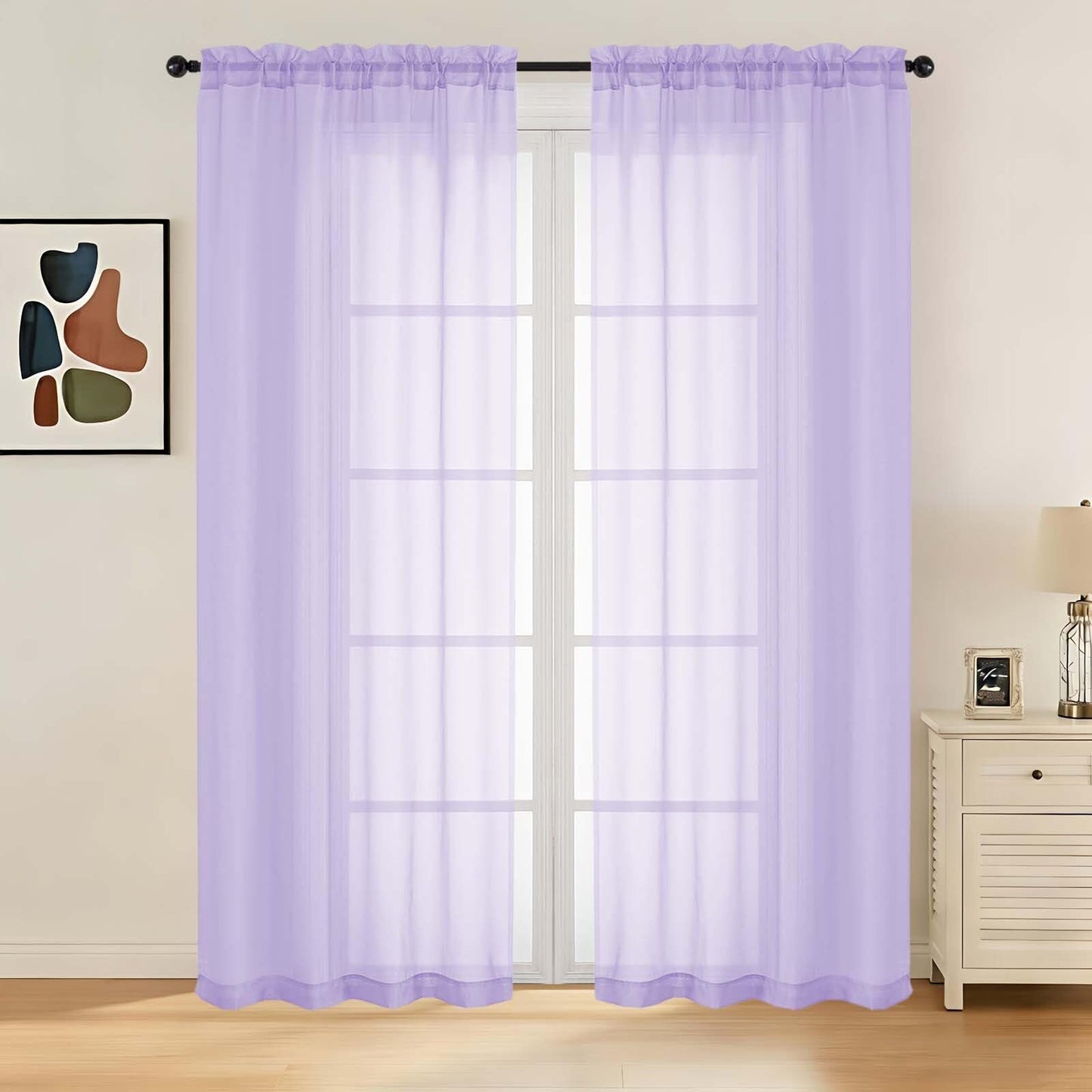 LIVEKID White Sheer Curtains 84 Inches Long 2 Panels - Light Filtering Breathable Voile Textured Sheer Curtains for Bedroom/Living Room, Rod Pocket Soft Elagant & Airy Solid Drapes, W42 x L84
