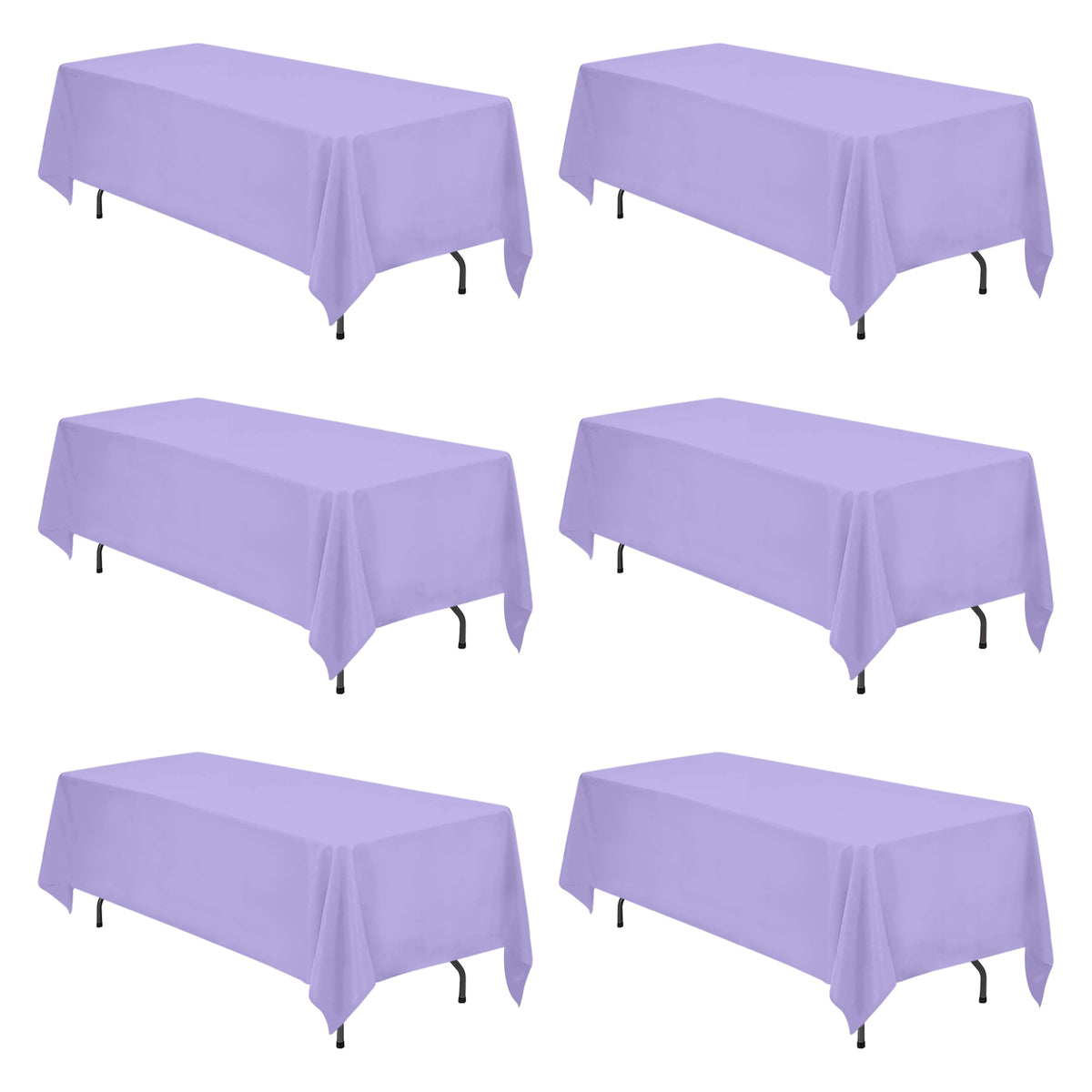 BRILLMAX 6 Pack Ivory Tablecloths 90x132 Inch for 6ft Rectangle Tables | 150 GSM Polyester Fabric, Floor Length Drop, Water, Stain & Wrinkle Resistant Cloth Cover for Wedding Reception Banquet Party
