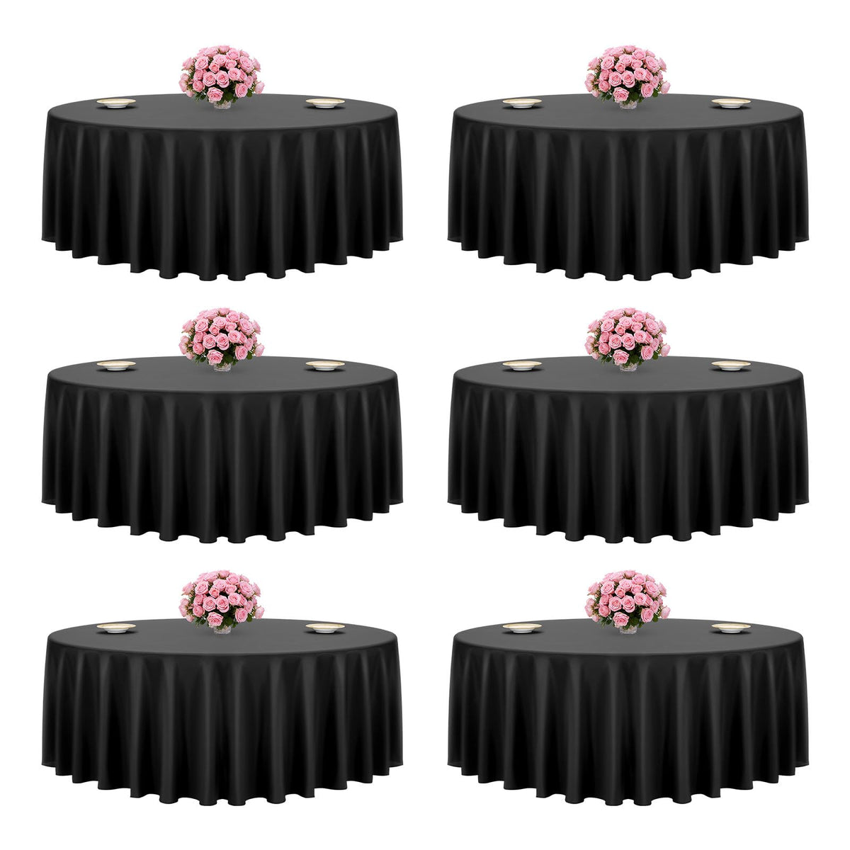 VEVOR White Round Tablecloths 10 Pack, 132 Inches in Diameter, Stain- & Wrinkle- Resistant, Machine Washable Table Clothes, Polyester Fabric Table Covers for Wedding, Party, Banquet, Formal Events
