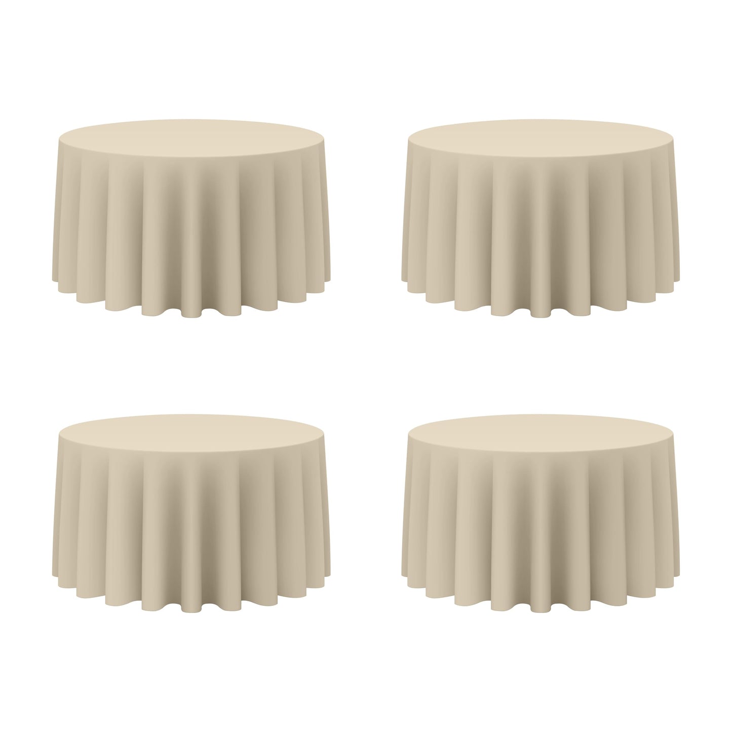 BRILLMAX 4 Pack Ivory Round Tablecloths 108 Inch for 48" Tables | 150 GSM Polyester Fabric, Floor Length Drop, Water, Stain & Wrinkle Resistant Cloth Cover for Wedding Reception Banquet Party