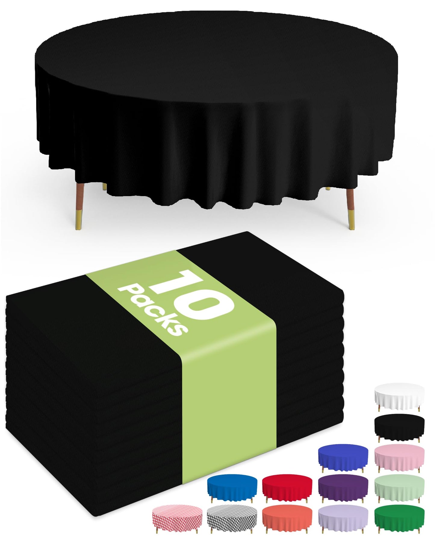 Pureegg Plastic Table Cloth 10 Pack, 54 x 108 Inch Disposable Table Cloths for Party, Picnic and Wedding, Rectangle, White | Picnic, Wedding, Party Supplies, Leakproof & Sturdy, Tablecloth, Table Cover