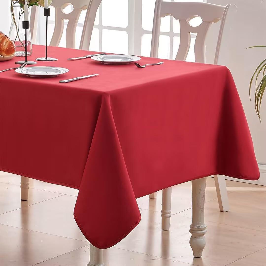 BALCONY & FALCON Rectangle Table Cloth Waterproof Beige 156"x90" | Rectangular Washable Wrinkle Resistant Table Cloth Linen Fabric Tablecloths for Dining Party Kitchen Wedding and Outdoor Use