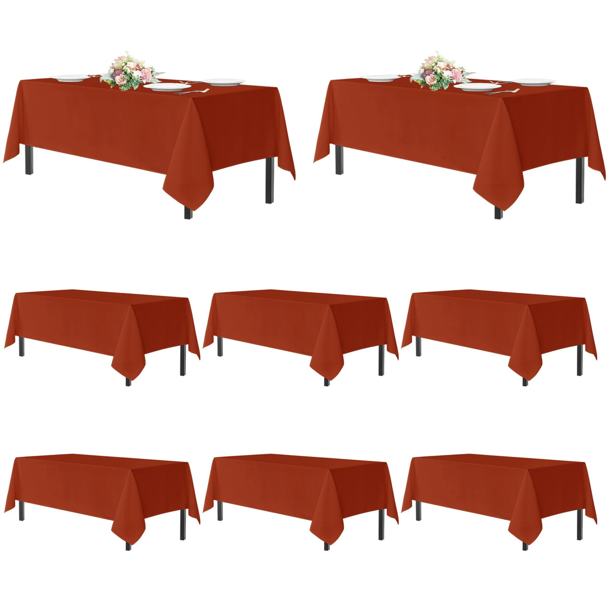 sancua 2 Pack White Table Cloth 60x102 Inch for 6 Feet Rectangle Tables | Stain and Wrinkle Resistant Washable Polyester Tablecloth Cover for Dining Tables, Wedding Buffet Parties and Camping