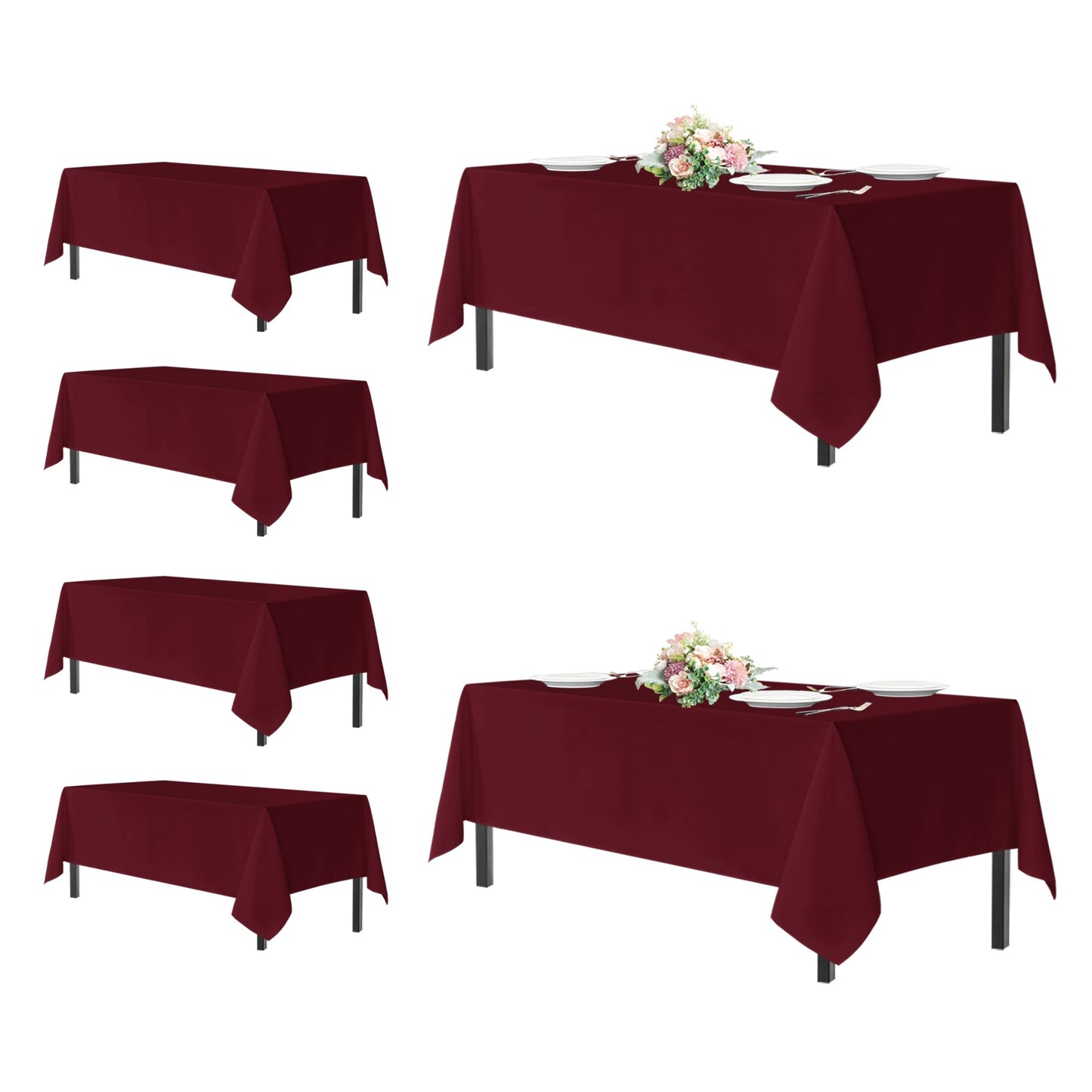 sancua 2 Pack White Table Cloth 60x102 Inch for 6 Feet Rectangle Tables | Stain and Wrinkle Resistant Washable Polyester Tablecloth Cover for Dining Tables, Wedding Buffet Parties and Camping