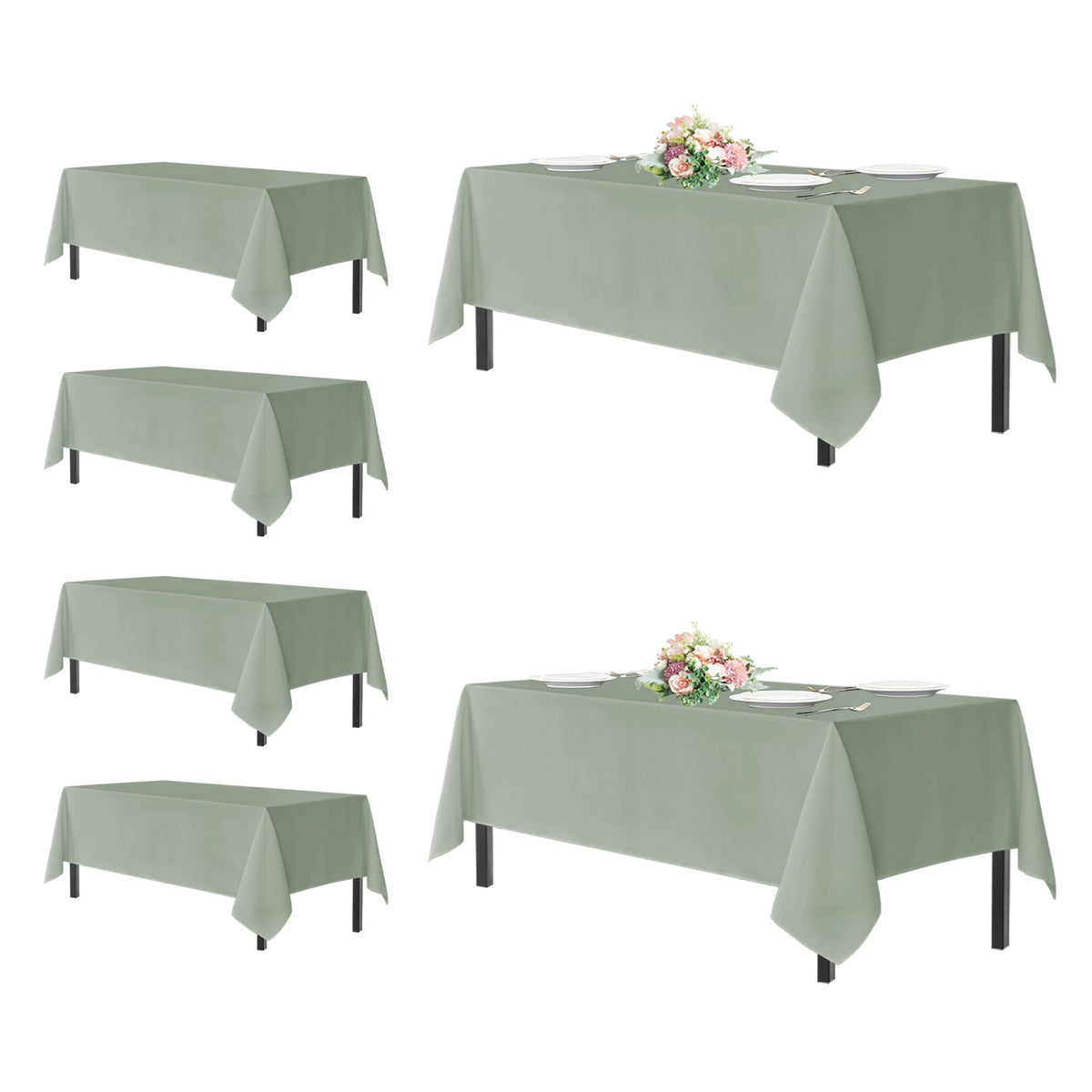 sancua 2 Pack White Table Cloth 60x102 Inch for 6 Feet Rectangle Tables | Stain and Wrinkle Resistant Washable Polyester Tablecloth Cover for Dining Tables, Wedding Buffet Parties and Camping