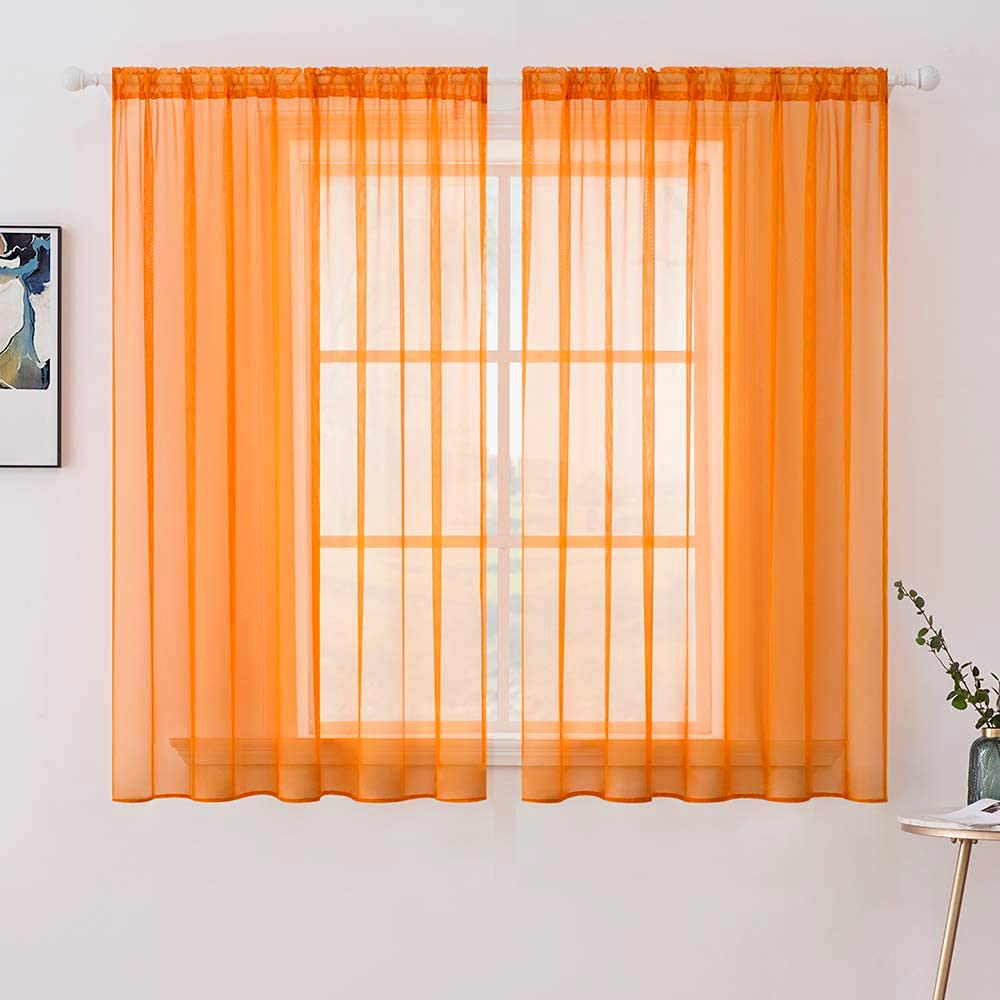 MIULEE 2 Panels White Sheer Curtains for Living Room 54 X 84 Inches | Window, Solid Color, Elegant Window Voile Panels, Bedroom, Living Room, Drapes, Treatment