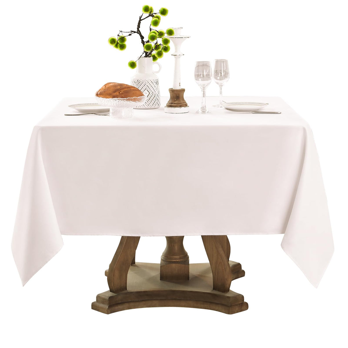 1 Pack White Rectangle Tablecloths 60x84 Inch for 4ft Tables | Washable Decorative Linen Polyester Table Cover for Dining Tables, Banquets Buffets Parties and Weddings