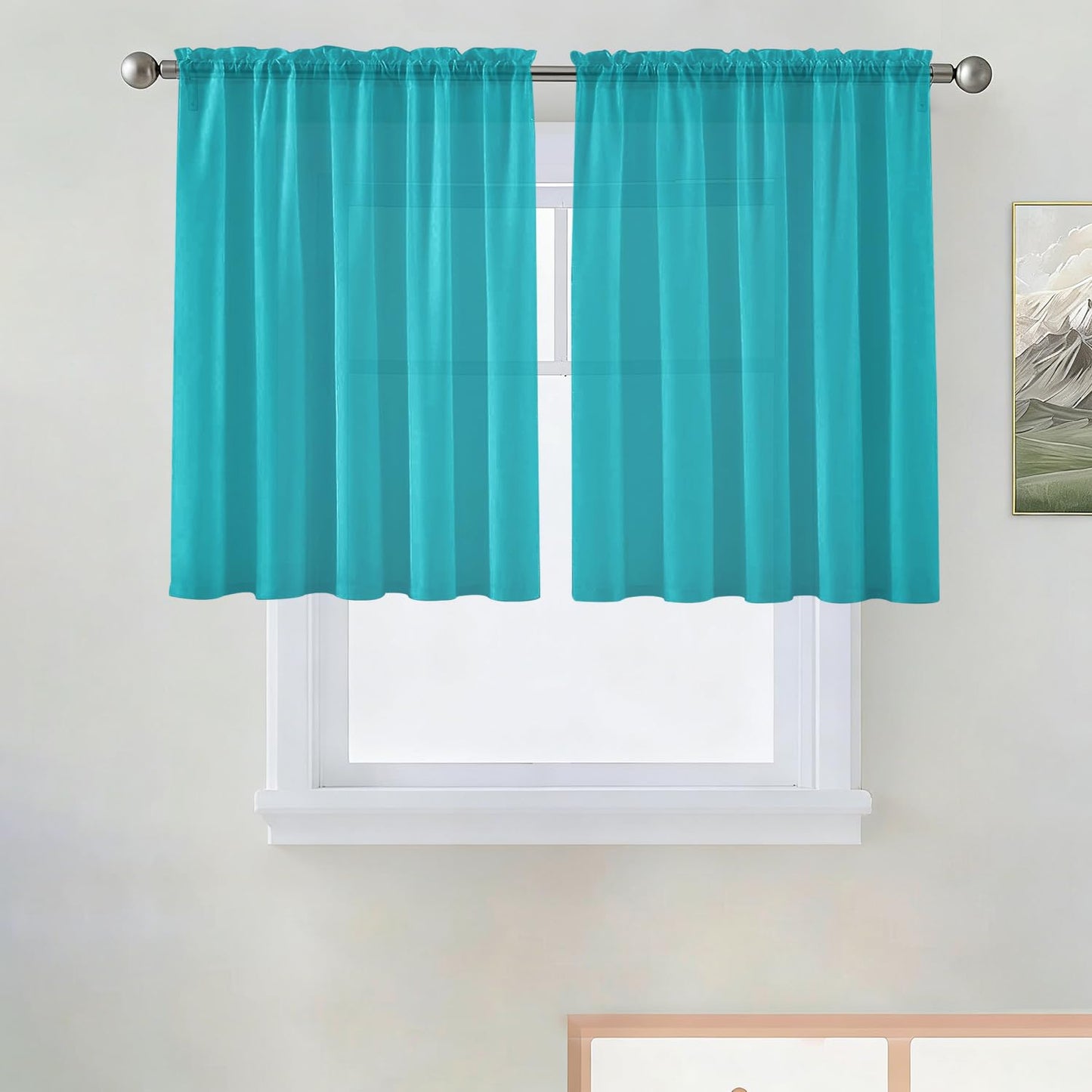 SpaceDresser Basic Rod Pocket Sheer Voile Window Curtain Panels White 1 Pair 2 Panels 52 Width 84 Inch Long for Kitchen Bedroom Children Living Room Yard(White,52 W x 84 L)