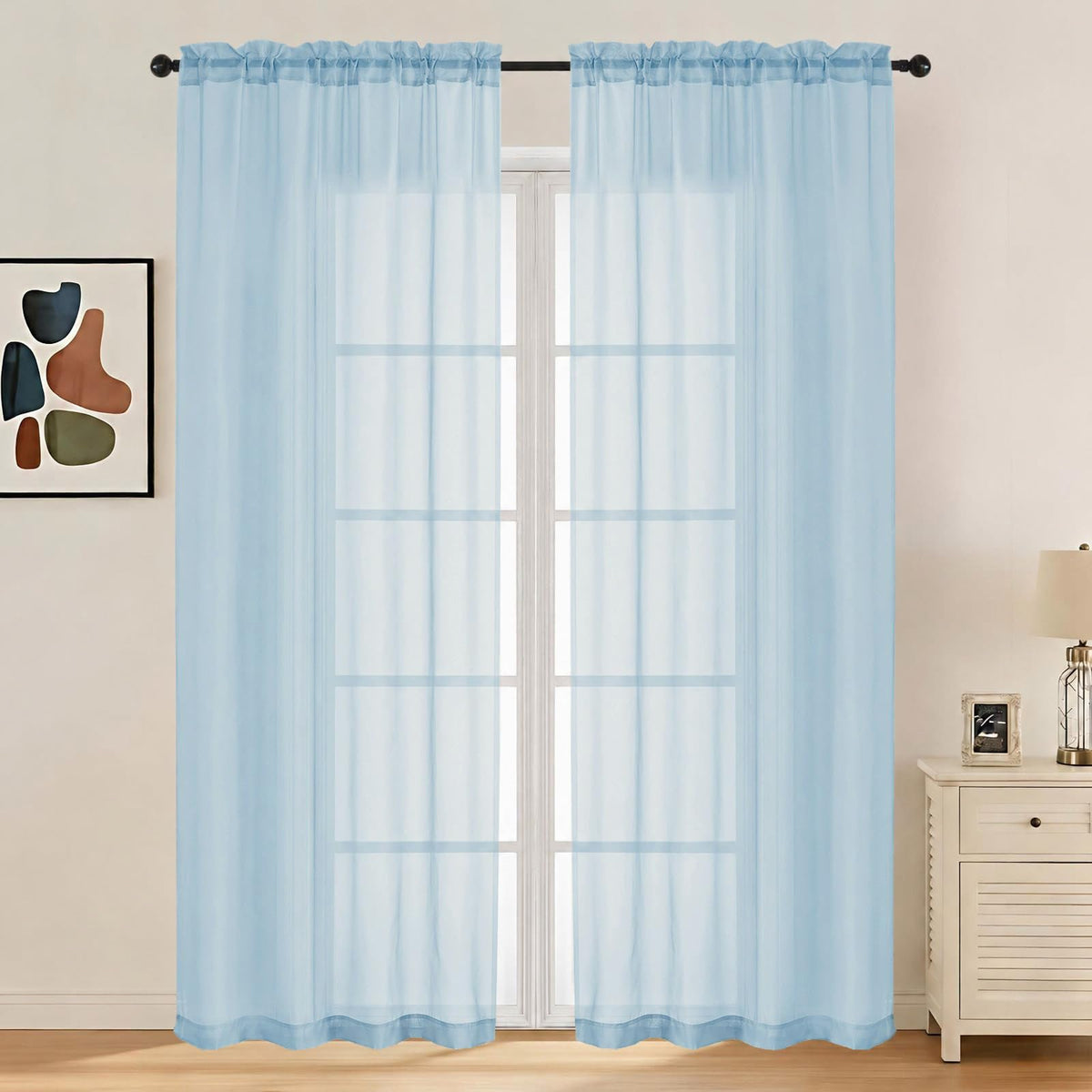 LIVEKID White Sheer Curtains 84 Inches Long 2 Panels - Light Filtering Breathable Voile Textured Sheer Curtains for Bedroom/Living Room, Rod Pocket Soft Elagant & Airy Solid Drapes, W42 x L84