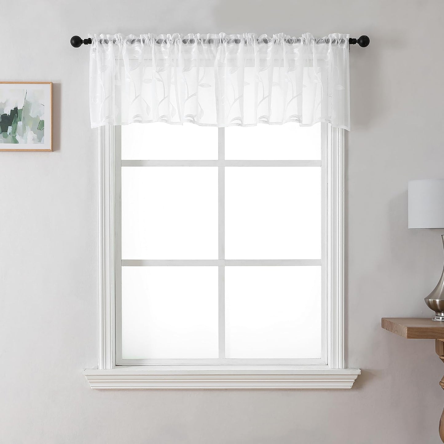 Sheer Curtains Boho Leaf Floral Embroidered Cream Beige 54Wx84L | Light Filtering Semi Sheer Voile Curtains With Design, Rod Pocket Window Drapes for Bedroom Living Room 2 Panels