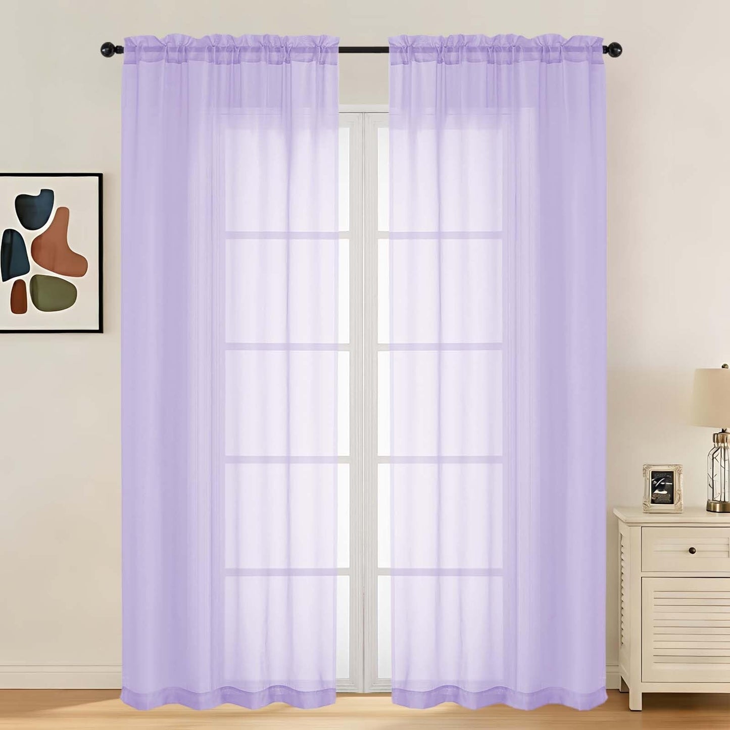 LIVEKID White Sheer Curtains 84 Inches Long 2 Panels - Light Filtering Breathable Voile Textured Sheer Curtains for Bedroom/Living Room, Rod Pocket Soft Elagant & Airy Solid Drapes, W42 x L84