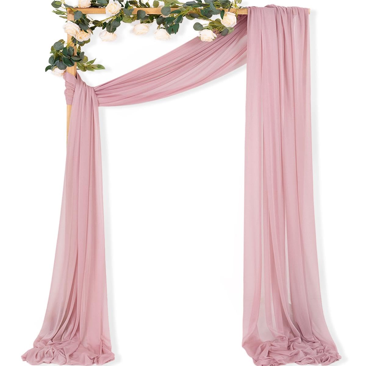 Sheer Gauze Wedding Arch Draping Fabric 29" x 20 FT 4 Panel Sage Green | Shimmery Gauze Drapes, Airy Backdrop Curtains, 6.6 Yard Outdoor Drapery Panels, Photo Background, Wedding Church Events Decor