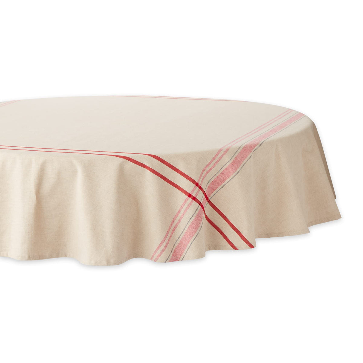 DII French Stripe Tabletop Collection Farmhouse Style Dining Table Linen Tablecloth, 60x84, Taupe/Teal