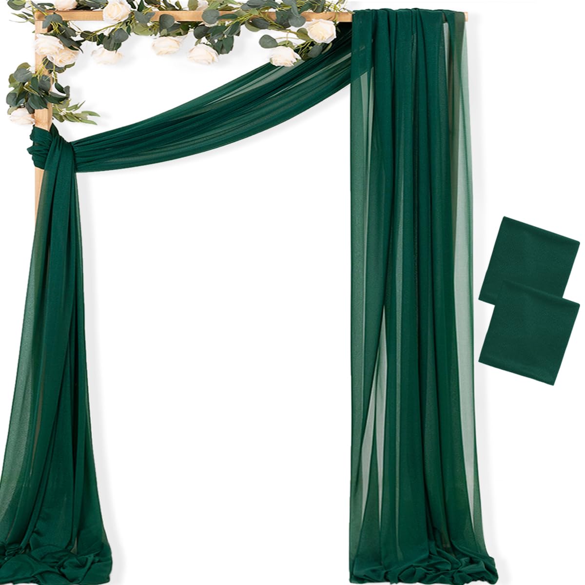 Sheer Gauze Wedding Arch Draping Fabric 29" x 20 FT 4 Panel Sage Green | Shimmery Gauze Drapes, Airy Backdrop Curtains, 6.6 Yard Outdoor Drapery Panels, Photo Background, Wedding Church Events Decor