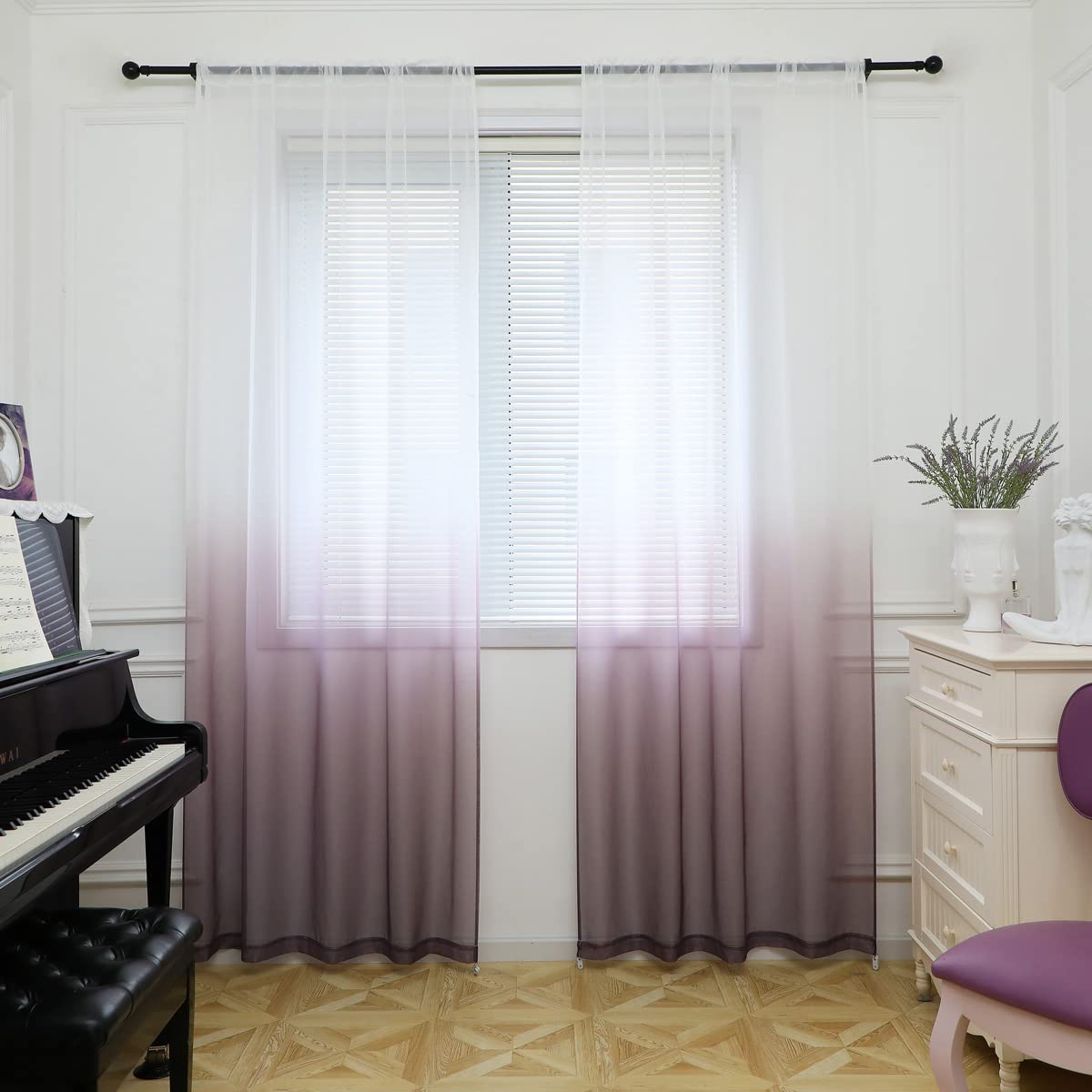 PHILEASY Window Sheer Curtains 84 Inches Long 2 Panels White Sheer Curtain Clear Transparent Basic Rod Pocket Panel 15 Colors 10 Size for Bedroom Living Room Yard Kitchen