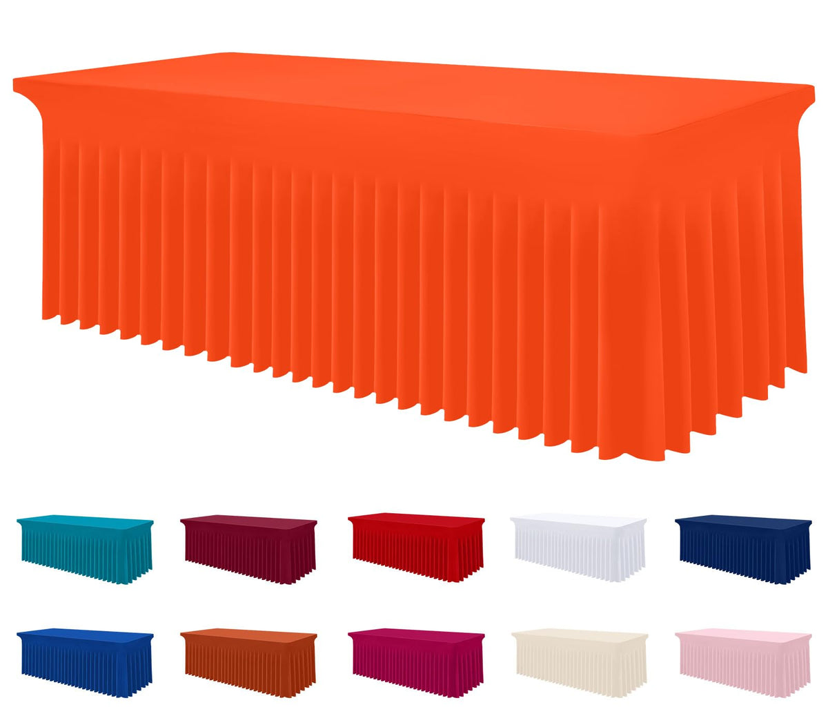 Smiry Spandex Elastic Fitted Table Cloth Skirt for 6FT Rectangle Table | Stretch Washable Table Cloth, Banquet Table Cover for Wedding, Party, Indoor & Trade Shows, (Black, 72Lx30Wx30H)