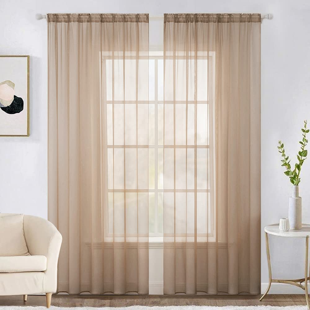 MIULEE 2 Panels White Sheer Curtains for Living Room 54 X 84 Inches | Window, Solid Color, Elegant Window Voile Panels, Bedroom, Living Room, Drapes, Treatment