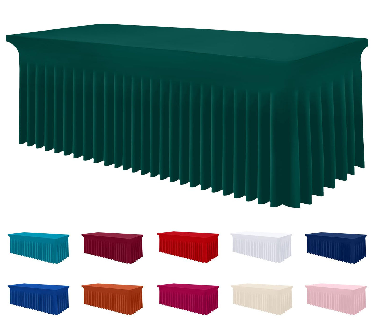 Smiry Spandex Elastic Fitted Table Cloth Skirt for 6FT Rectangle Table | Stretch Washable Table Cloth, Banquet Table Cover for Wedding, Party, Indoor & Trade Shows, (Black, 72Lx30Wx30H)