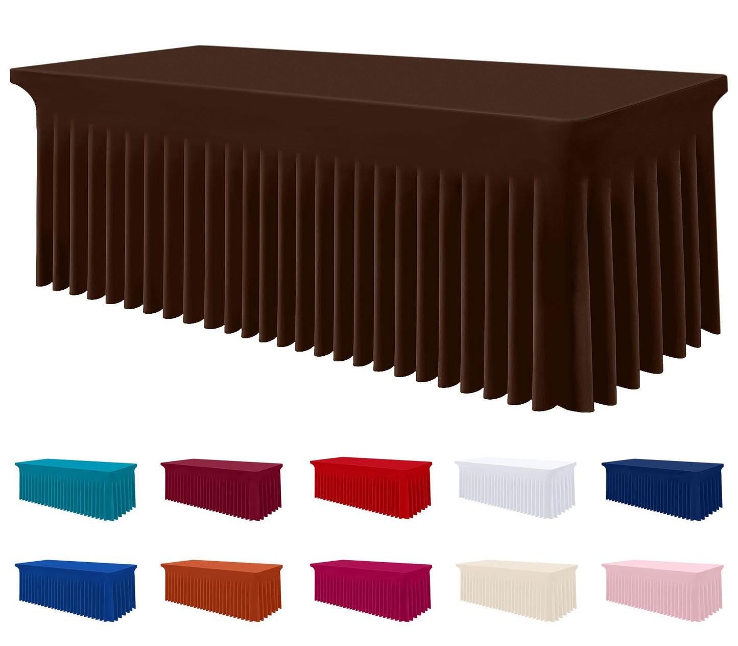 Smiry Spandex Elastic Fitted Table Cloth Skirt for 6FT Rectangle Table | Stretch Washable Table Cloth, Banquet Table Cover for Wedding, Party, Indoor & Trade Shows, (Black, 72Lx30Wx30H)