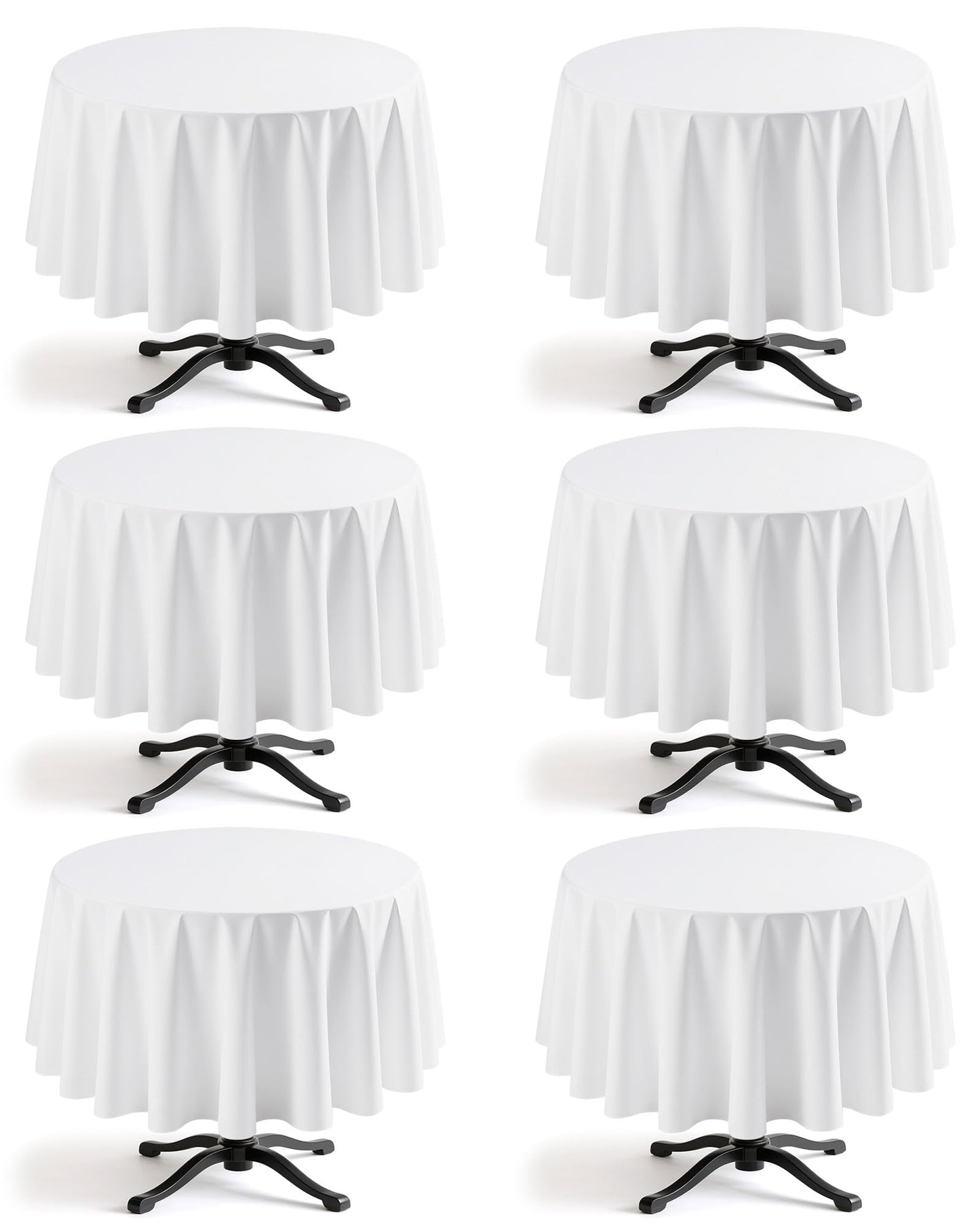White Polyester Table Cloth, 6 Pack, 60 x 102 in | Rectangle, 5 ft Tables, Washable, Wrinkle Resistant, Weddings Parties