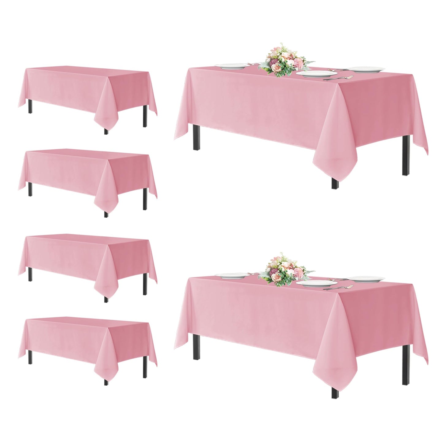 sancua 2 Pack White Table Cloth 60x102 Inch for 6 Feet Rectangle Tables | Stain and Wrinkle Resistant Washable Polyester Tablecloth Cover for Dining Tables, Wedding Buffet Parties and Camping