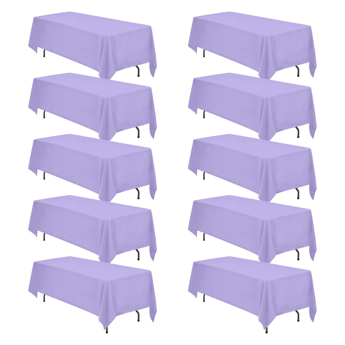 BRILLMAX 6 Pack Ivory Tablecloths 90x132 Inch for 6ft Rectangle Tables | 150 GSM Polyester Fabric, Floor Length Drop, Water, Stain & Wrinkle Resistant Cloth Cover for Wedding Reception Banquet Party