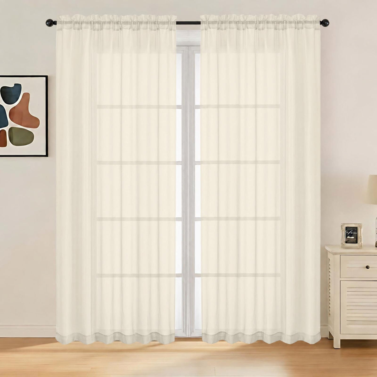 LIVEKID White Sheer Curtains 84 Inches Long 2 Panels - Light Filtering Breathable Voile Textured Sheer Curtains for Bedroom/Living Room, Rod Pocket Soft Elagant & Airy Solid Drapes, W42 x L84