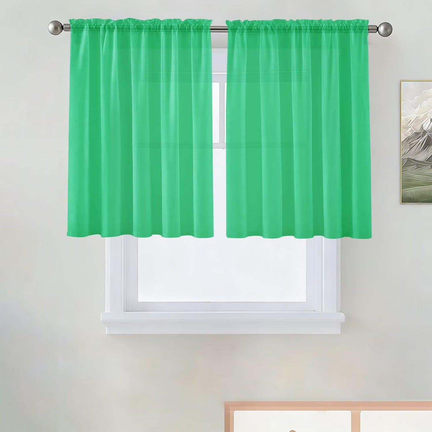 SpaceDresser Basic Rod Pocket Sheer Voile Window Curtain Panels White 1 Pair 2 Panels 52 Width 84 Inch Long for Kitchen Bedroom Children Living Room Yard(White,52 W x 84 L)