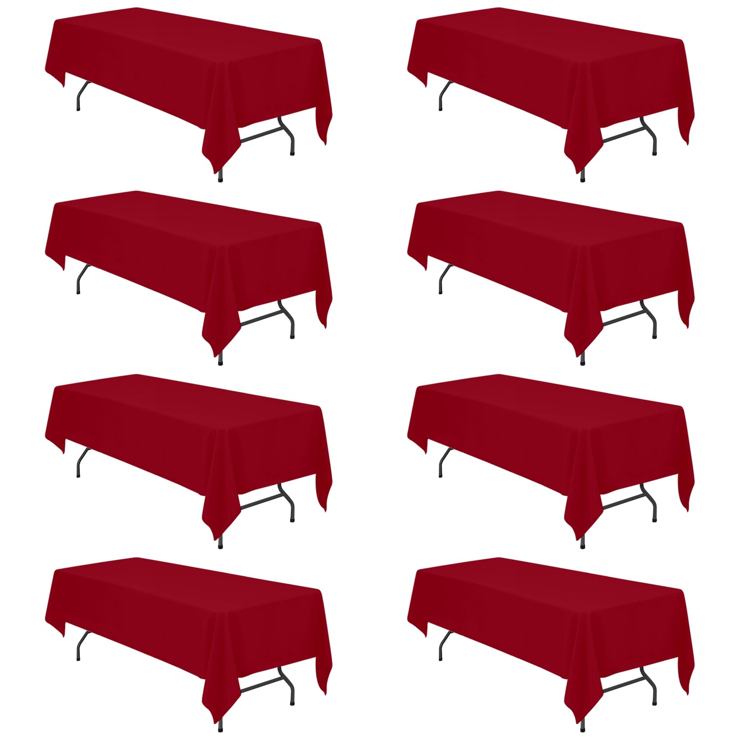 BRILLMAX 6 Pack Ivory Tablecloths 90x132 Inch for 6ft Rectangle Tables | 150 GSM Polyester Fabric, Floor Length Drop, Water, Stain & Wrinkle Resistant Cloth Cover for Wedding Reception Banquet Party